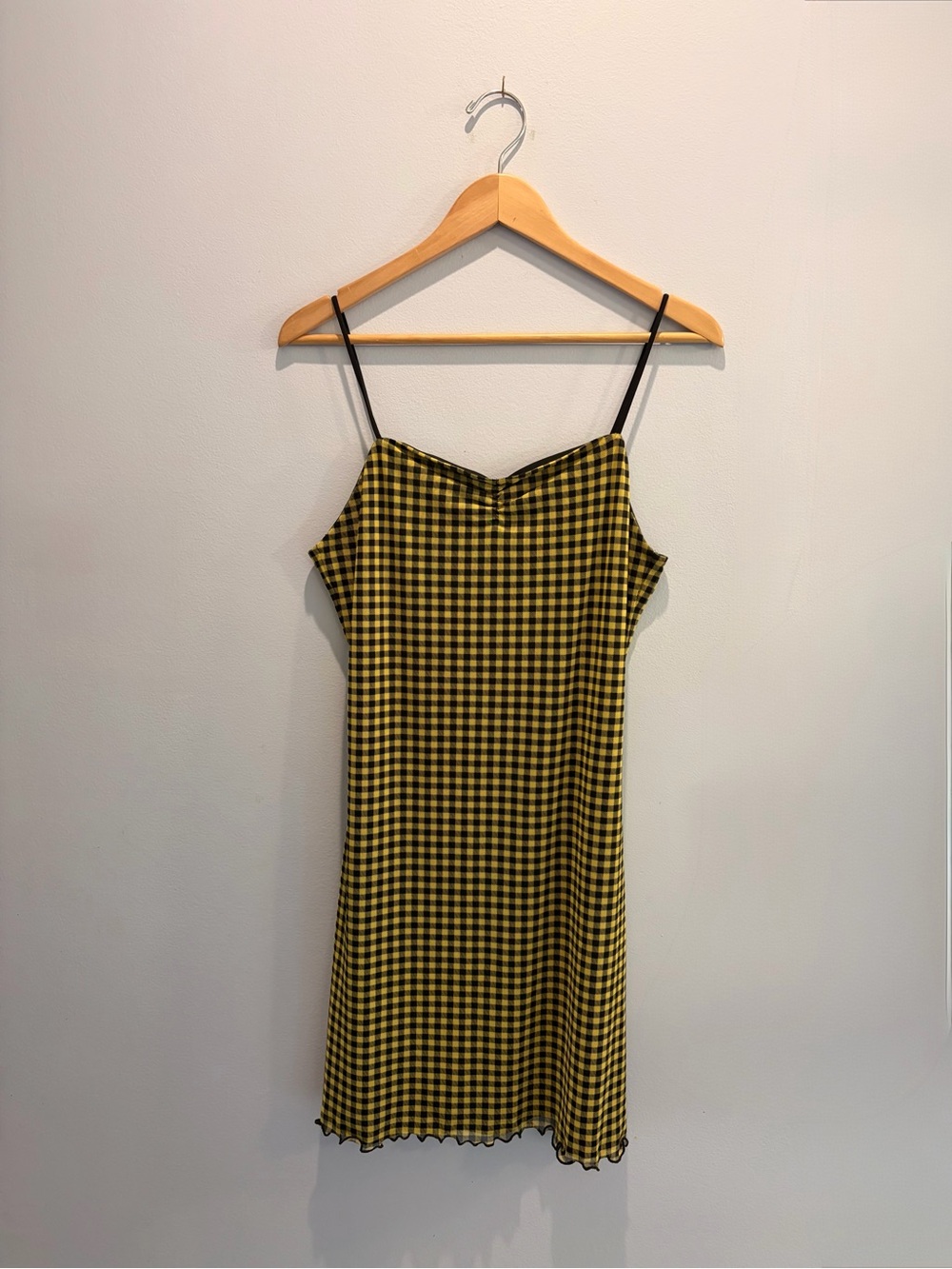 Yellow Black Gingham Slip Dress Lettuce Hem